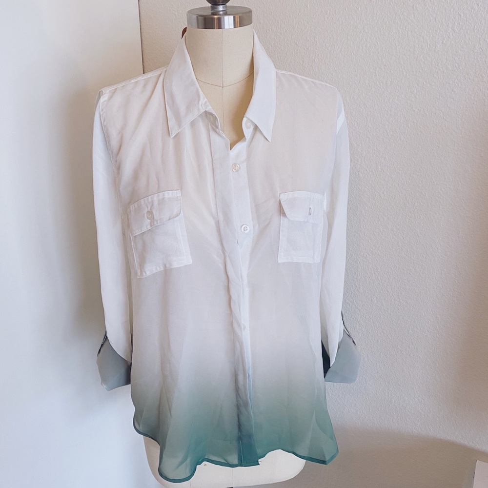Green‎ Ombré Sheer Blouse